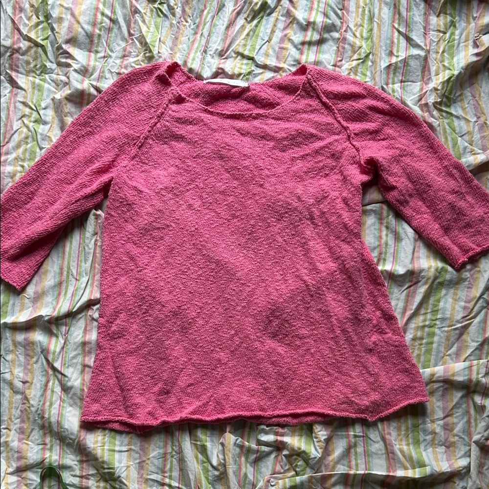 Pink boat neck 3/4 length sleeve sweater, Lulu B